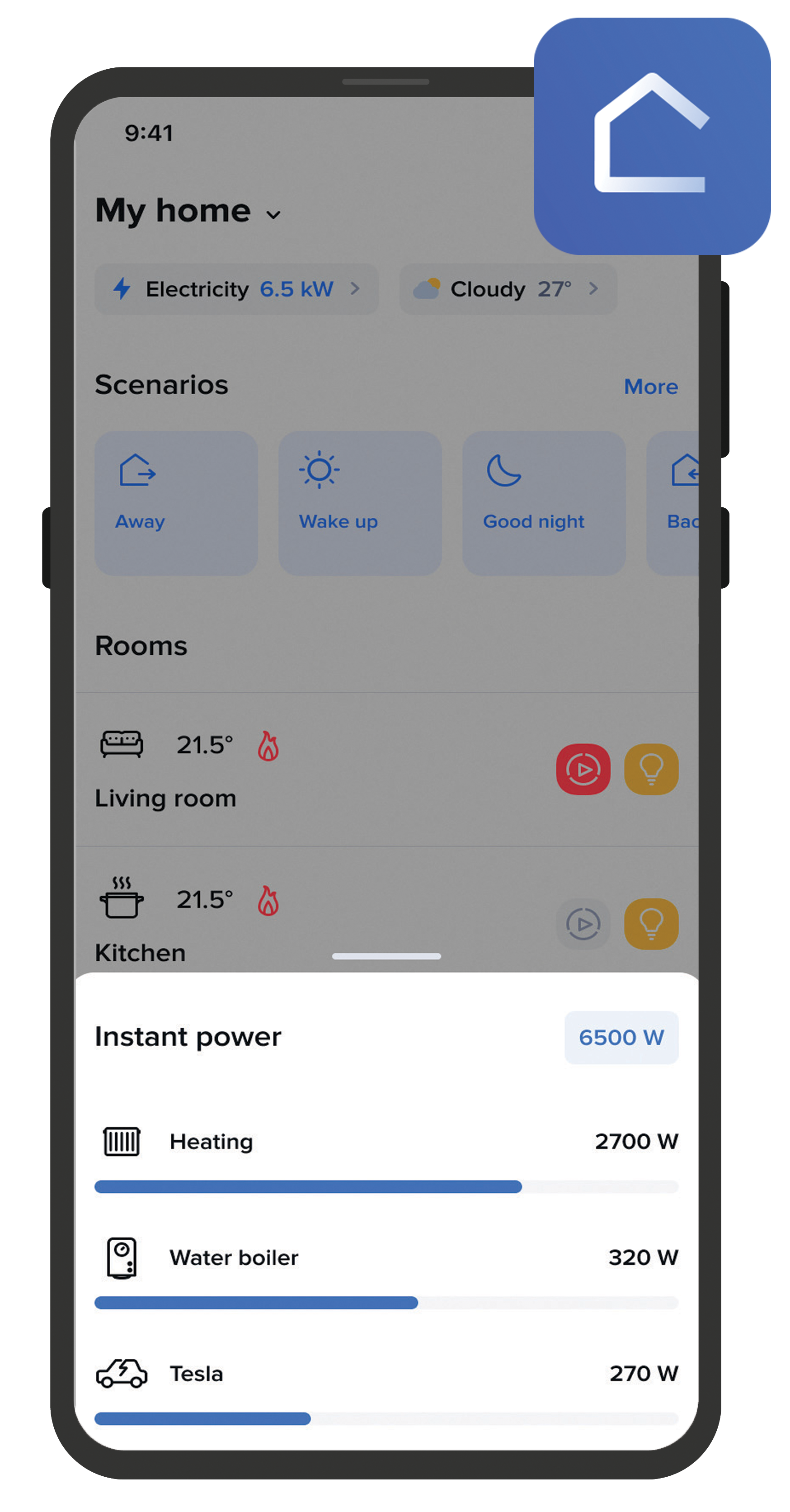 smartphone with home+control app